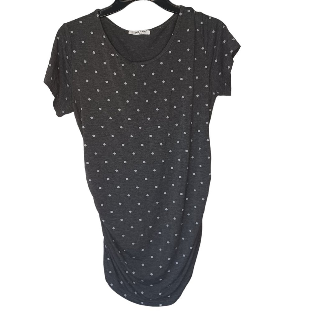 Small Show Gray And White Polka Dot Maternity Dress Size Medium